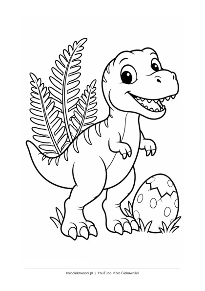 Tyranozaur i jajo — kolorowanka do druku PDF A4
