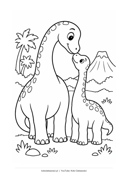 Rodzina dinozaurów — kolorowanka do druku PDF A4
