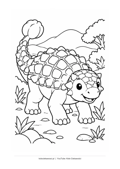 Ankylozaur — kolorowanka do druku PDF A4