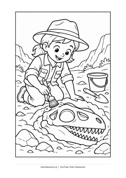 Mały paleontolog — kolorowanka do druku PDF A4