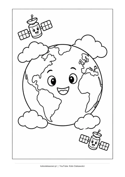 Planeta Ziemia — kolorowanka do druku PDF A4