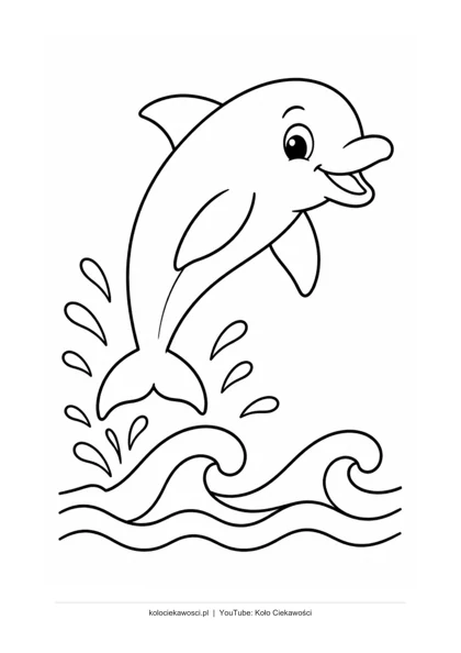 Skaczący delfin — kolorowanka do druku PDF A4