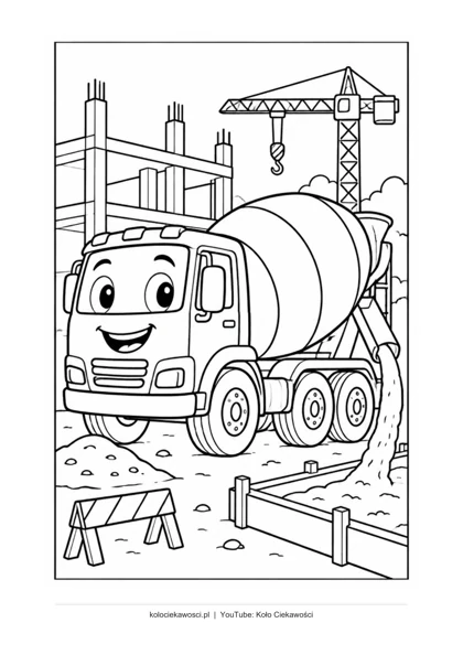 Betoniarka — kolorowanka do druku PDF A4