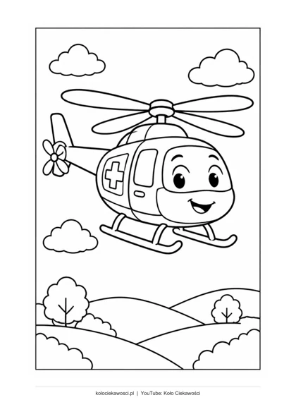 Helikopter — kolorowanka do druku PDF A4