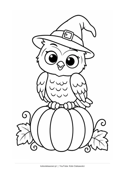 Sowa na Halloween — kolorowanka do druku PDF A4