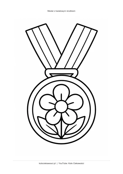 Medal z kwiatowym środkiem — kolorowanka do druku PDF A4