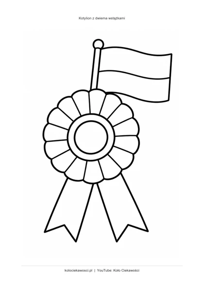 Kotylion z dwiema wstążkami — kolorowanka do druku PDF A4