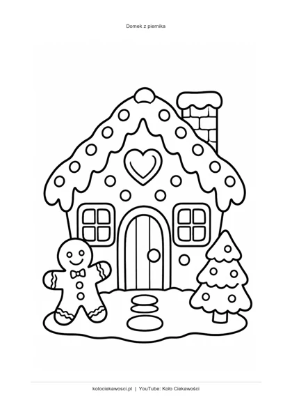 Domek z piernika — kolorowanka do druku PDF A4