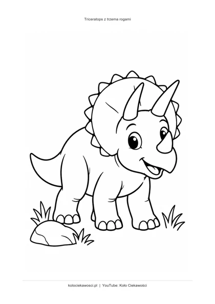 Triceratops z trzema rogami — kolorowanka do druku PDF A4