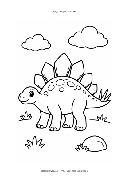 Stegozaur pod chmurką — kolorowanka do druku PDF A4