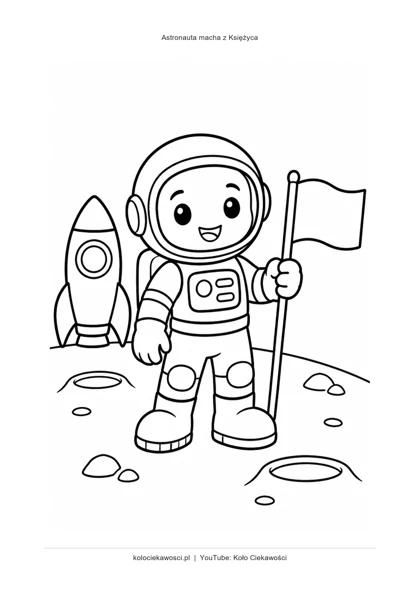 Astronauta macha z Księżyca — kolorowanka do druku PDF A4