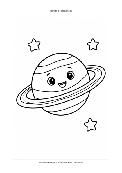 Planeta z pierścieniami — kolorowanka do druku PDF A4