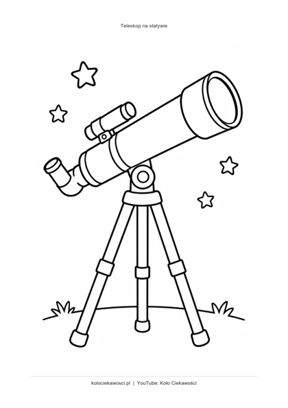Teleskop na statywie — kolorowanka do druku PDF A4