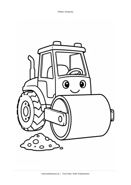 Walec drogowy — kolorowanka do druku PDF A4