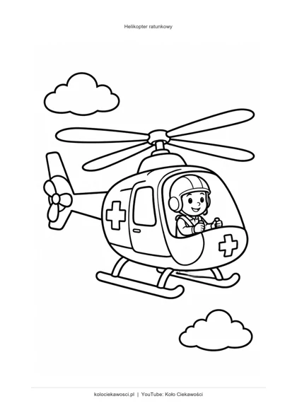 Helikopter ratunkowy — kolorowanka do druku PDF A4