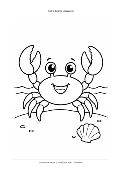 Krab z dwiema szczypcami — kolorowanka do druku PDF A4